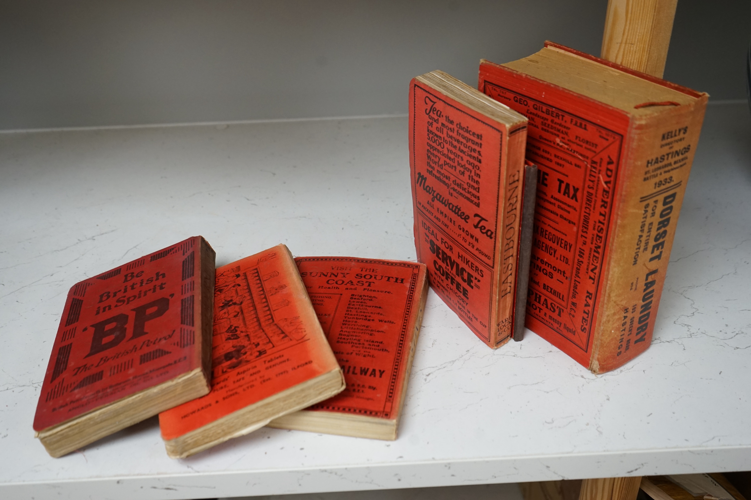 Sussex Interest; Ward, Lock & Co. Guides to Eastbourne and Hastings, (4); Album of Eastbourne Views, c.1900; Kelly's Hastings Directory, 1933. (6).